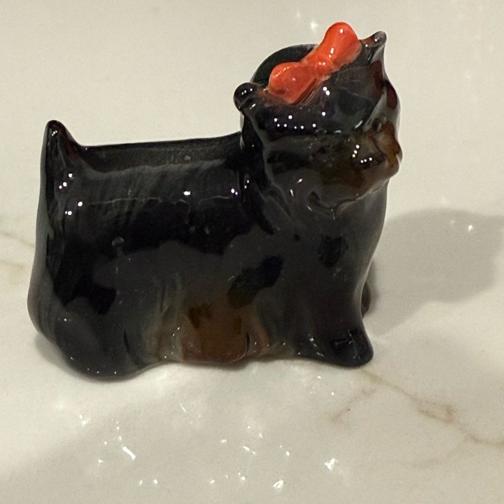 Vintage Goebel Yorkie w/ red bow figurine (Goebel 509). Made in W. Germany.